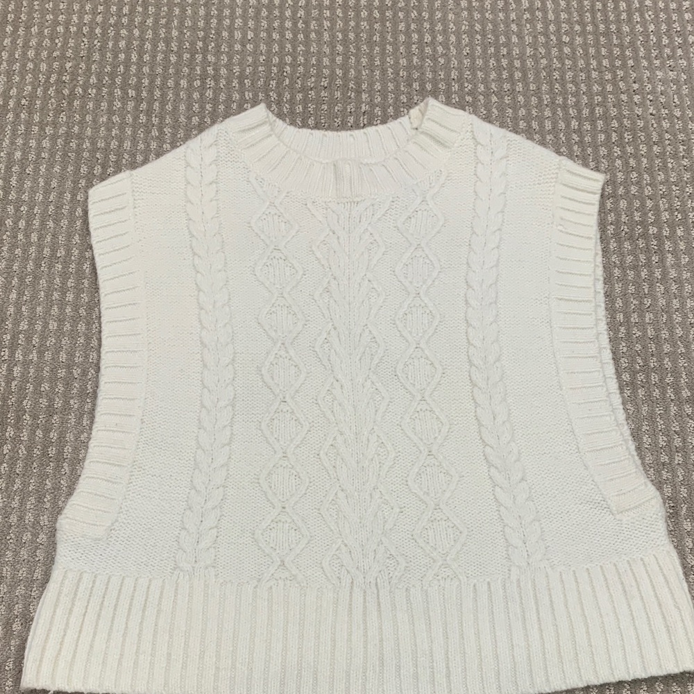 LOFT Cream Cable Knit Sweater Vest